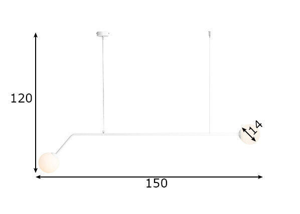 Griestu lampa Pure, balta, 2x 40 W cena un informācija | Lustras | 220.lv