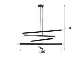 Griestu lampa Tubo, melna, 10x 40 W cena un informācija | Lustras | 220.lv