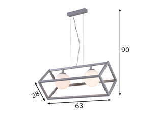 Griestu lampa Cube, pelēka, 2x 40 W цена и информация | Люстры | 220.lv