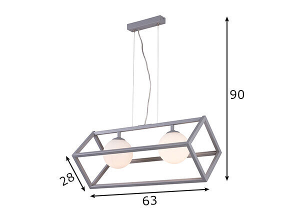 Griestu lampa Cube, pelēka, 2x 40 W cena un informācija | Piekaramās lampas | 220.lv