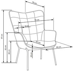 Krēsls Halmar Castel, dzeltens/melns cena un informācija | Atpūtas krēsli | 220.lv