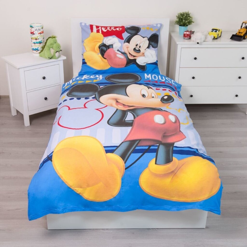 Gultas veļas komplekts Mickey 140 x 200 cm + spilvendrāna 70 x 90 cm цена и информация | Bērnu gultas veļa | 220.lv