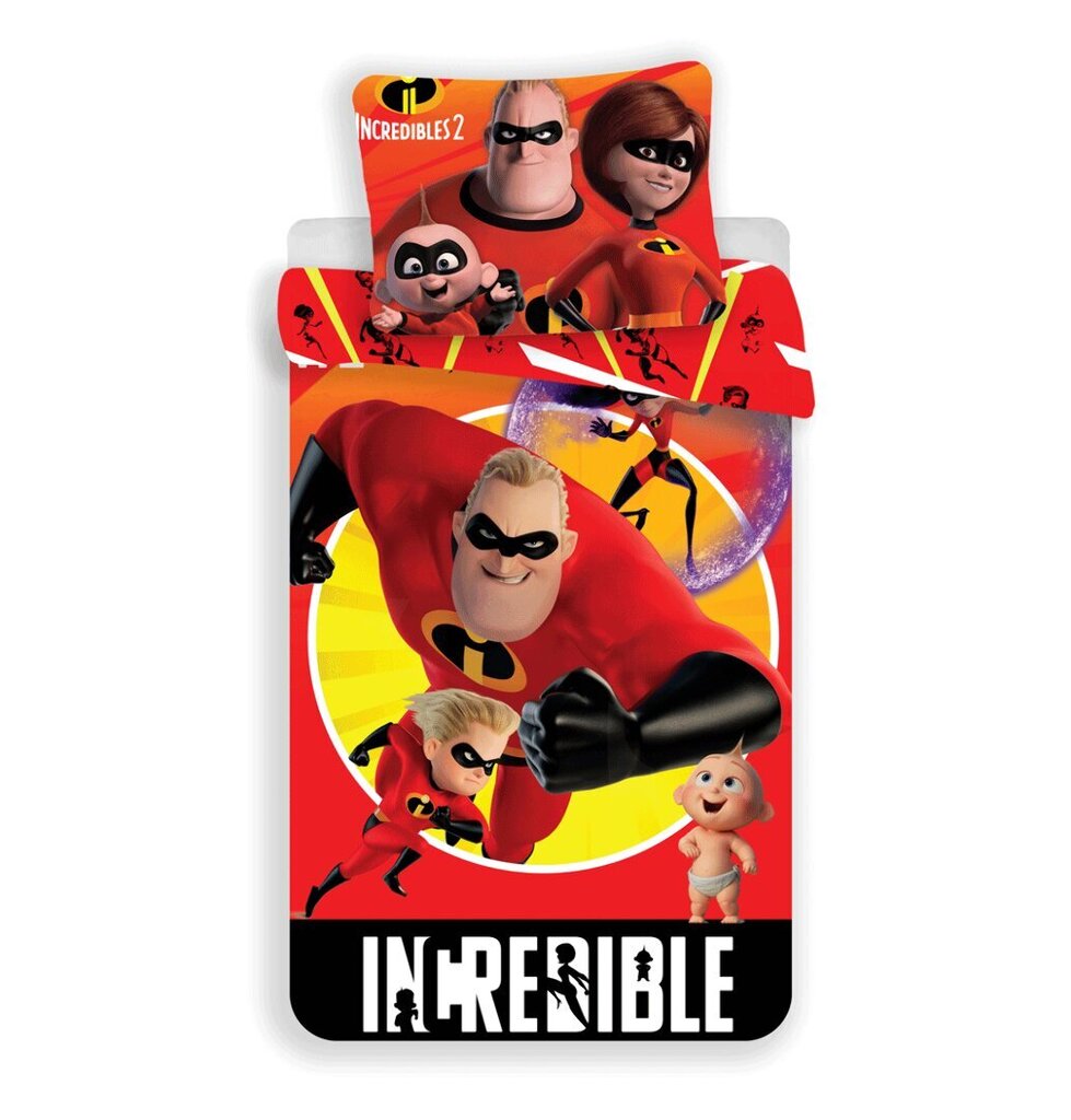 Gultas veļas komplekts Incredibles 140 x 200 cm + spilvendrāna 70 x 90 cm cena un informācija | Bērnu gultas veļa | 220.lv