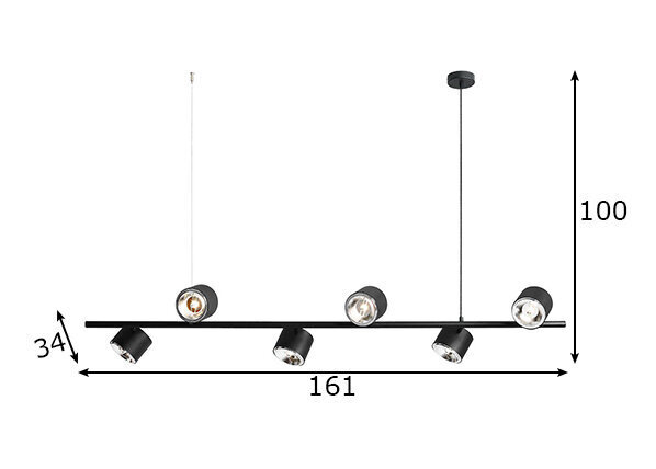 Griestu lampa Bot, melna, 6x35 W цена и информация | Lustras | 220.lv