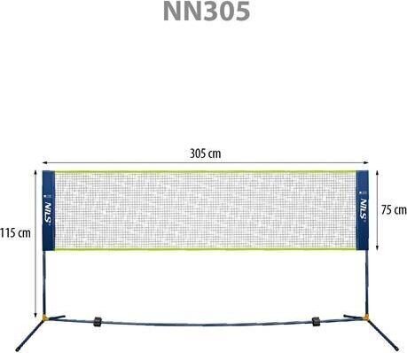 Badmintona tīkls Nils Extreme NN305, 305 cm cena un informācija | Badmintons | 220.lv