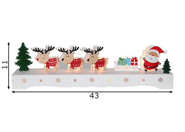 Svečturis Rūdolfs, 9 LED, koka, ar 3xAA baterijām, taimeris cena un informācija | Ziemassvētku dekorācijas | 220.lv