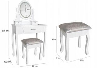 Туалетный столик со стулом и светодиодной подсветкой Sophia, белый цена и информация | Туалетные столики | 220.lv