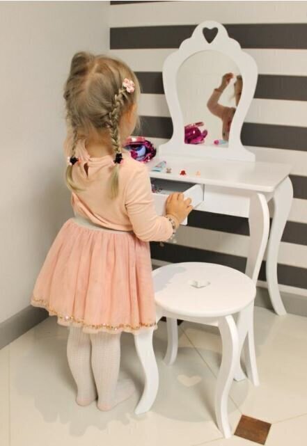 Bērnu kosmētikas galdiņš ar krēslu Princess, zaļš cena un informācija | Kosmētikas galdiņi | 220.lv