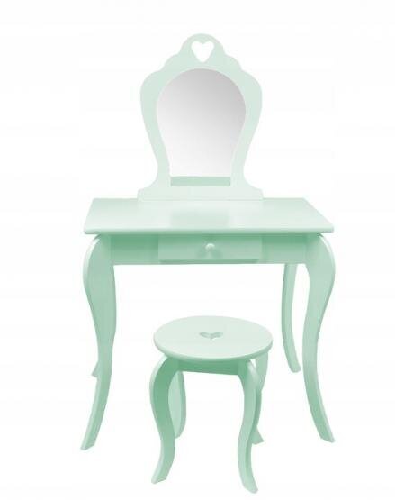 Bērnu kosmētikas galdiņš ar krēslu Princess, zaļš cena un informācija | Kosmētikas galdiņi | 220.lv