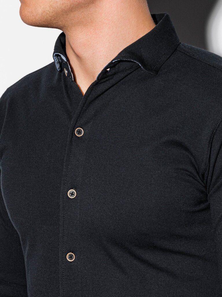 Vīriešu krekls ar garām piedurknēm Ombre K540, melns cena un informācija | Vīriešu krekli | 220.lv