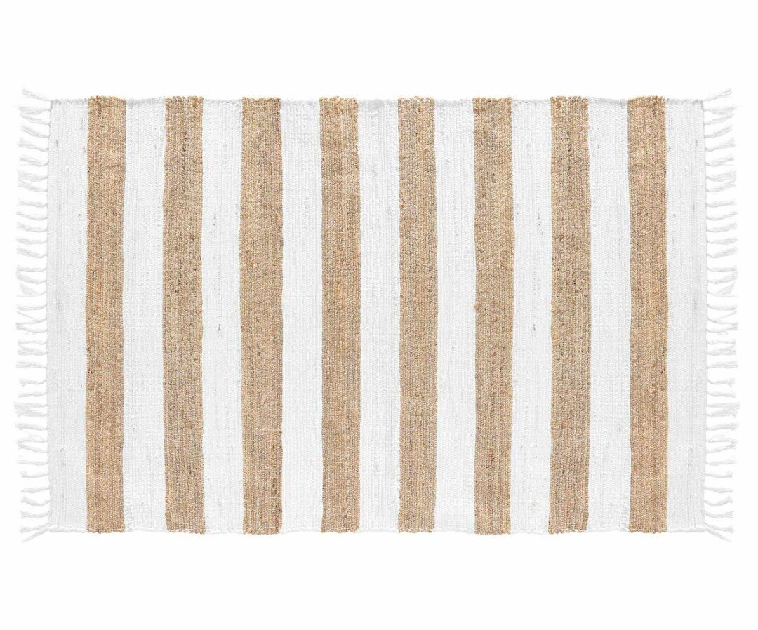 Džutas paklājs Sagane, dabiskas krāsas/balts, 50 x 80 cm цена и информация | Paklāji | 220.lv