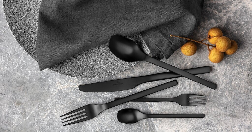 Villeroy & Boch galda piederumu komplekts 20-daļīgs Manufacture Rock, melnā krāsā cena un informācija | Galda piederumi | 220.lv