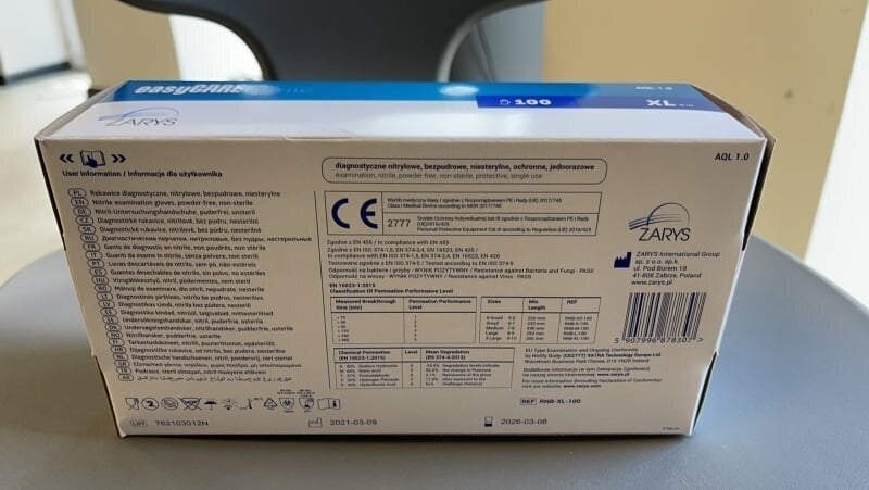 Nitrila vienreizlietojamie cimdi Zarys EasyCare Nitrile, izmērs S 100 gab. cena un informācija | Darba cimdi | 220.lv