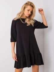 RUE PARIS Черное платье с воланами. цена и информация | Платья | 220.lv