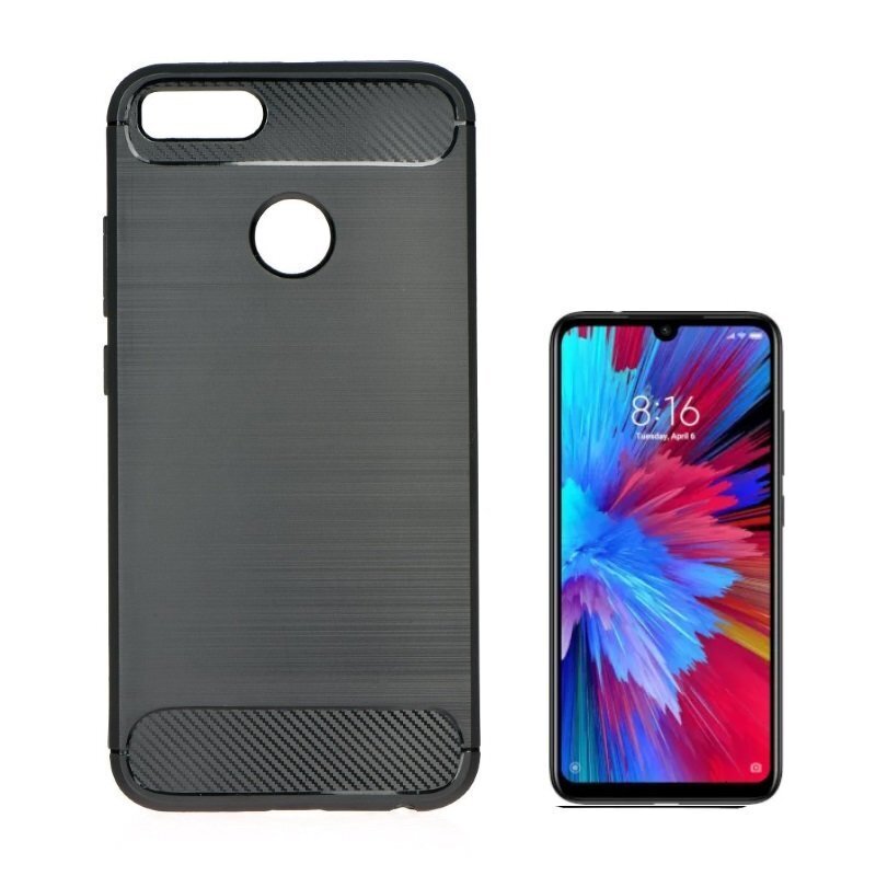 TakeMe TPU plāns aizmugures maks-apvalks ar oglekļa virsmas efektu priekš Xiaomi  Redmi Note 7 / Note 7 Pro Melns, Redmi Note 7, Redmi Note 7 Pro, Melna cena  | 220.lv