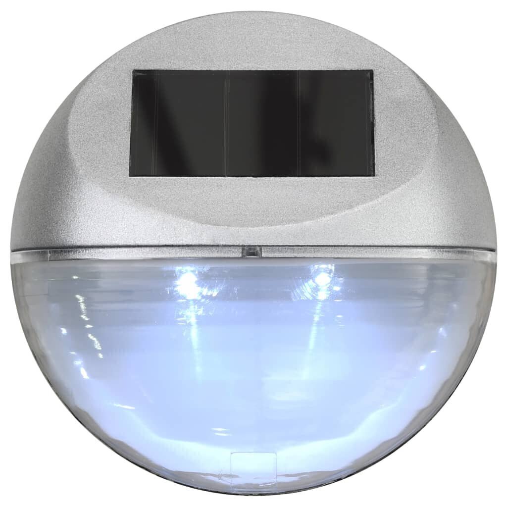 vidaXL āra solārās sienas lampas, LED, 24 gab., apaļas, sudraba krāsa цена и информация | Āra apgaismojums | 220.lv