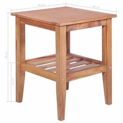 vidaXL kafijas galdiņš, 40x40x50 cm, masīvs tīkkoks, kvadrāta forma cena un informācija | Žurnālgaldiņi | 220.lv
