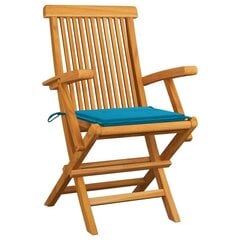 vidaXL dārza krēsli, zili matrači, 2 gab., masīvs tīkkoks cena un informācija | Dārza krēsli | 220.lv