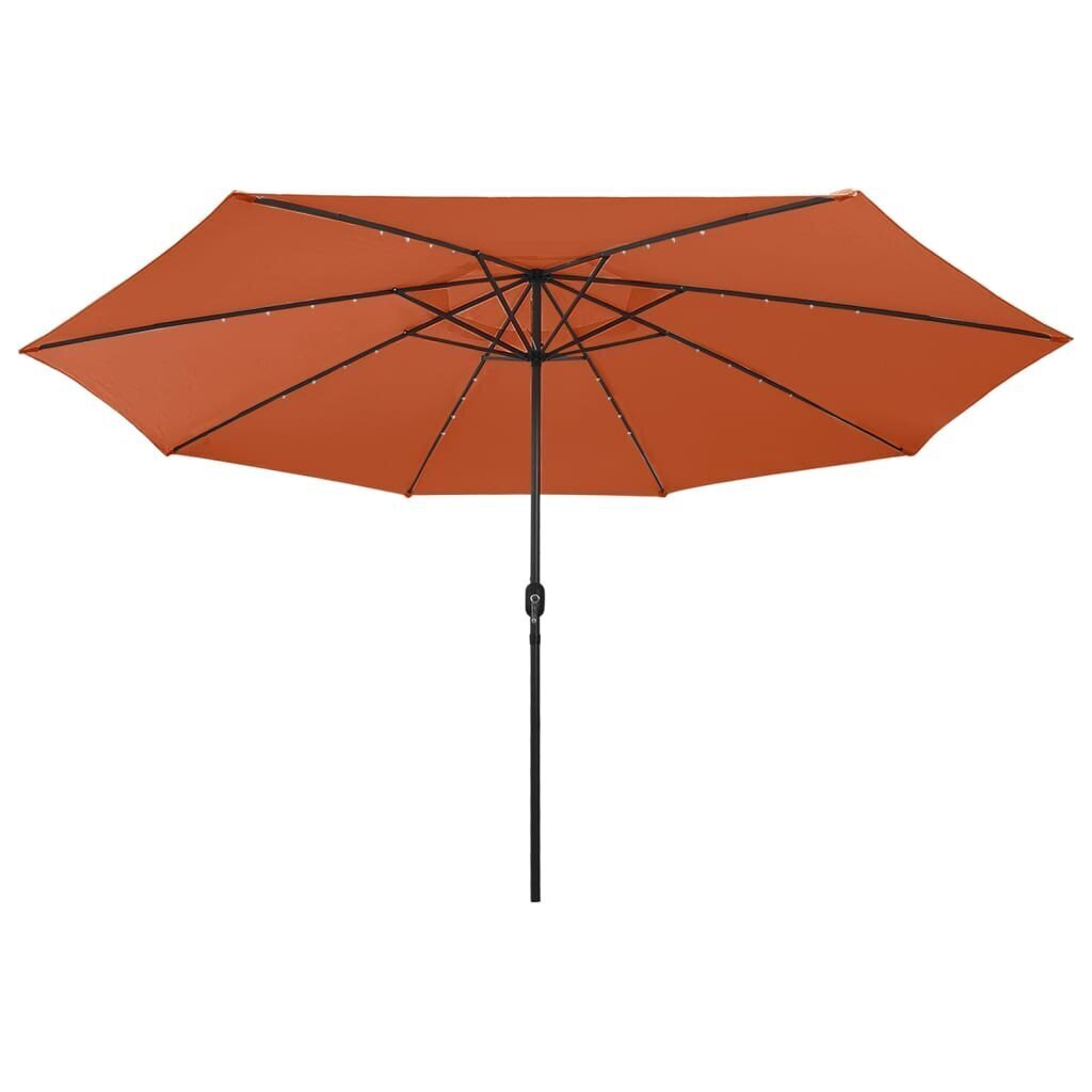 Āra lietussargs ar LED un metāla stabu, terakota, 400 cm цена и информация | Saulessargi, markīzes un statīvi | 220.lv