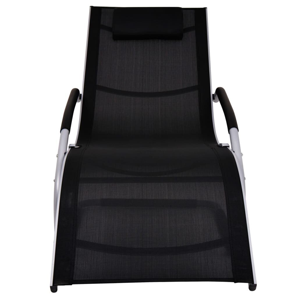 VidaXL sauļošanās zvilnis ar spilvenu, alumīnijs un melns tekstilēns cena un informācija | Sauļošanās krēsli | 220.lv