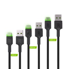 Green Cell USB-C набор кабелей 3x QC 3.0 0.3 м 1.2 м 2 м цена и информация | Кабели для телефонов | 220.lv