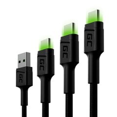 Green Cell USB-C набор кабелей 3x QC 3.0 0.3 м 1.2 м 2 м цена и информация | Кабели для телефонов | 220.lv