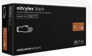Vienreizlietojamie nitrila cimdi Mercator Nitrylex Black, melni, 100 gab. cena un informācija | Darba cimdi | 220.lv