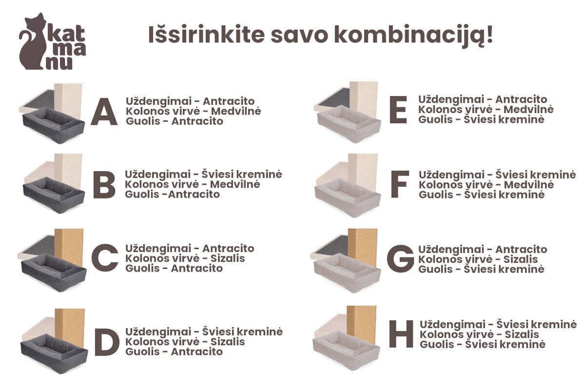 Nagu skrāpis ar gultiņu Karklas, komb. H cena un informācija | Kaķu mājas, nagu asināmie | 220.lv