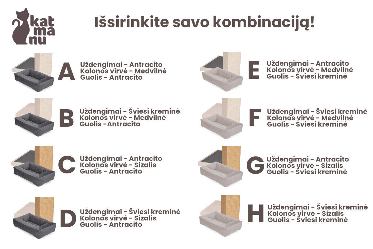 Nagu skrāpis ar mājiņu un dažāda augstuma platformām Uosis, komb. D цена и информация | Kaķu mājas, nagu asināmie | 220.lv