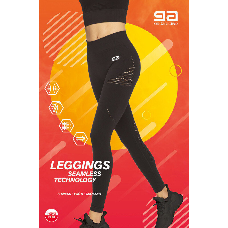 Sieviešu legingi Gatta Active Leggings Fitness GA, melni цена и информация | Sporta apģērbs sievietēm | 220.lv