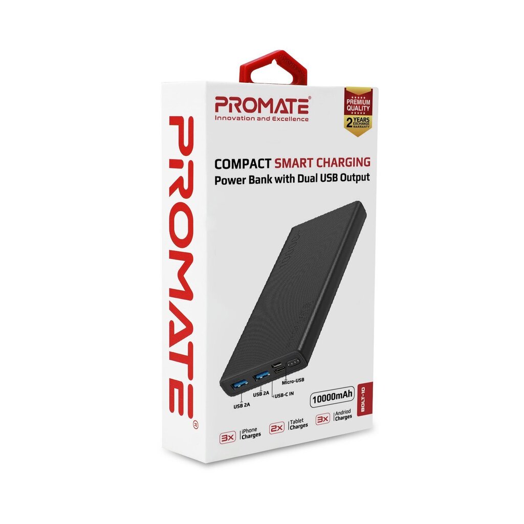 PROMATE Bolt-10 Power Bank 10000mAh цена и информация | Lādētāji-akumulatori (Power bank) | 220.lv