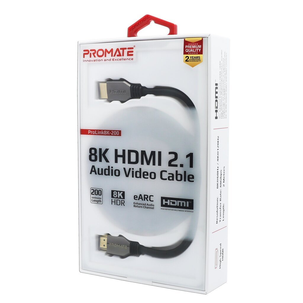 Kabelis - PROMATE PROLINK8K-200 ULTRAHD 8K HDR HDMI 2m cena un informācija | Kabeļi un vadi | 220.lv