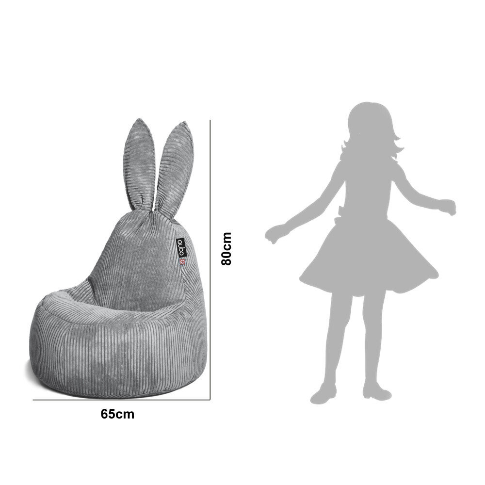 Bērnu sēžammaiss Qubo™ Baby Rabbit Pop Fit, gobelēns, melns cena un informācija | Sēžammaisi, klubkrēsli, pufi bērniem | 220.lv
