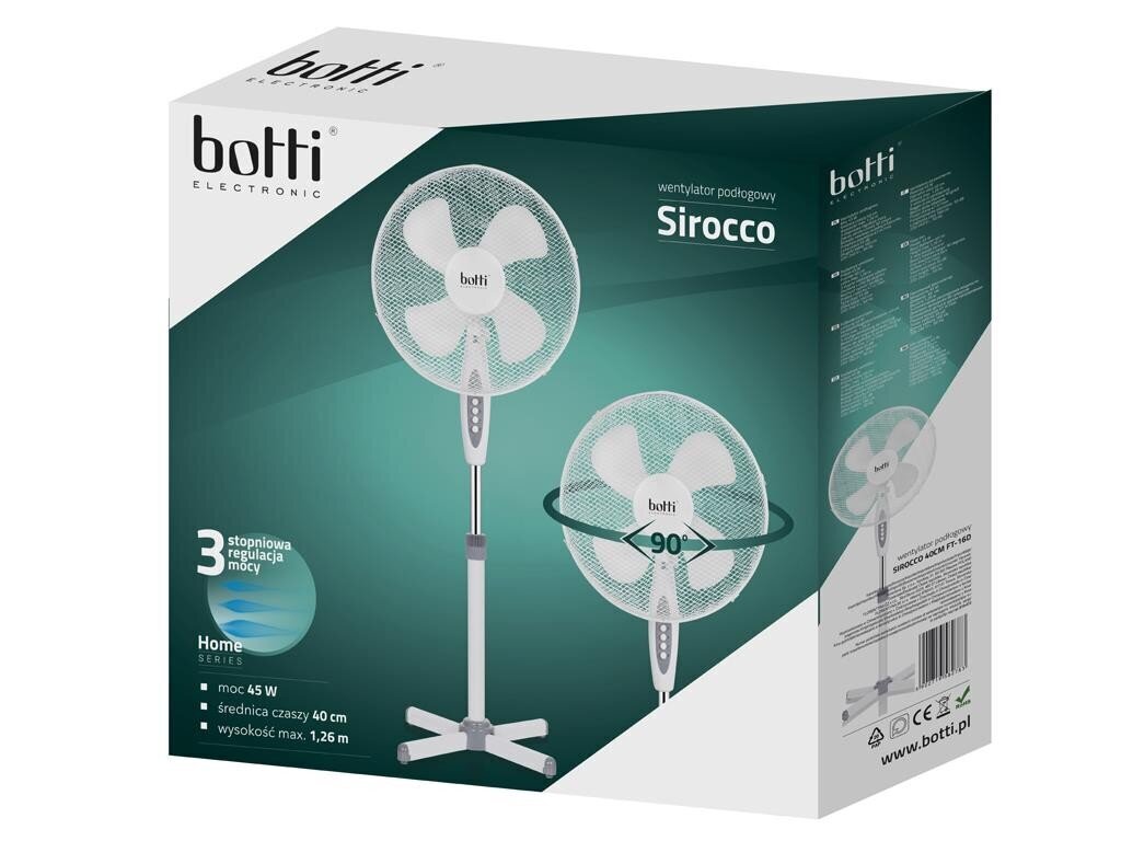 Grīdas ventilators Sirocco Botti 40cm cena un informācija | Ventilatori | 220.lv