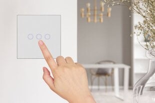 Тройной стеклянный сенсорный выключатель Appio с подсветкой белый цена и информация | Электрические выключатели, розетки | 220.lv