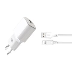 Сетевое зарядное устройство плюс кабель XO L73 Lightning / USB / 2.4A / белый цена и информация | Зарядные устройства для телефонов | 220.lv