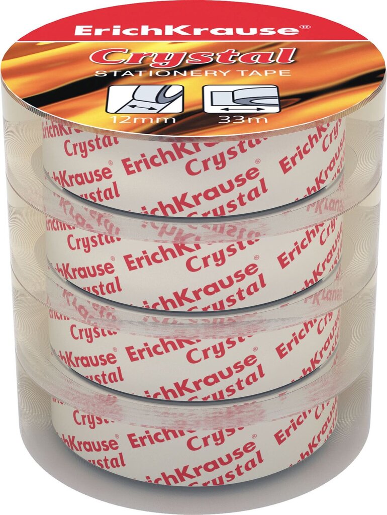 Līmlente ErichKrause® Crystal, 18 mm х 33 m (kastē pa 4 gb.) cena un informācija | Kancelejas preces | 220.lv