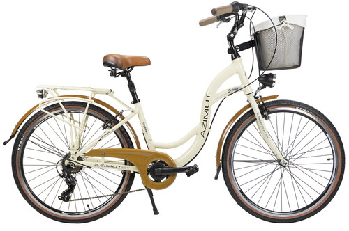 Pilsētas velosipēds AZIMUT Sarema ALU TX-6 26" 2021, krēmkrāsas cena un informācija | Velosipēdi | 220.lv