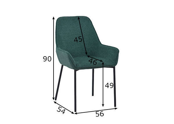 Ēdamistabas krēslu komplekts, 2 gab., zaļi цена и информация | Virtuves un ēdamistabas krēsli | 220.lv