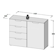 Комод Sienna II, белый/белый глянцевый цена и информация | Комоды | 220.lv