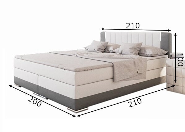 Lova SalesFever Bed, 200x200 cm, balta/pilka cena un informācija | Gultas | 220.lv