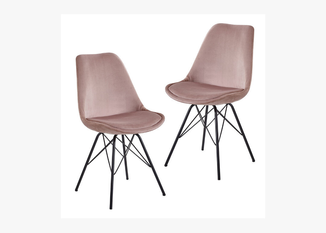 Ēdamistabas krēslu komplekts Skandinavisch, 2 gab., rozā cena un informācija | Virtuves un ēdamistabas krēsli | 220.lv