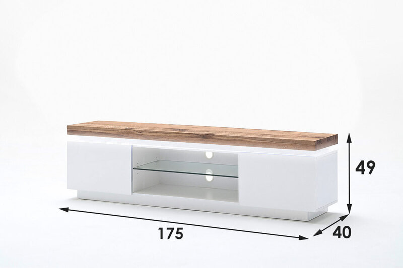TV galds ar 2 durvīm Romina, matēts balts/ozola cena
