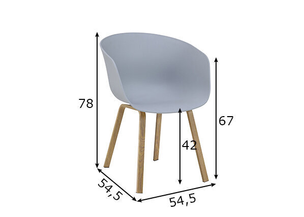 Krēslu komplekts, 2 gab., pelēks, koka toņa kājas cena un informācija | Virtuves un ēdamistabas krēsli | 220.lv