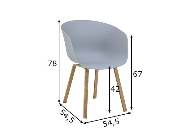 Krēslu komplekts, 2 gab., pelēks, koka toņa kājas цена и информация | Virtuves un ēdamistabas krēsli | 220.lv