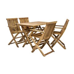 Dārza mēbeļu komplekts FINLAY, galds un 4 krēsli (13182), saliekams, koks: akācija, apdare: piesūcināts ar eļļu cena un informācija | Ēdamistabas komplekti | 220.lv