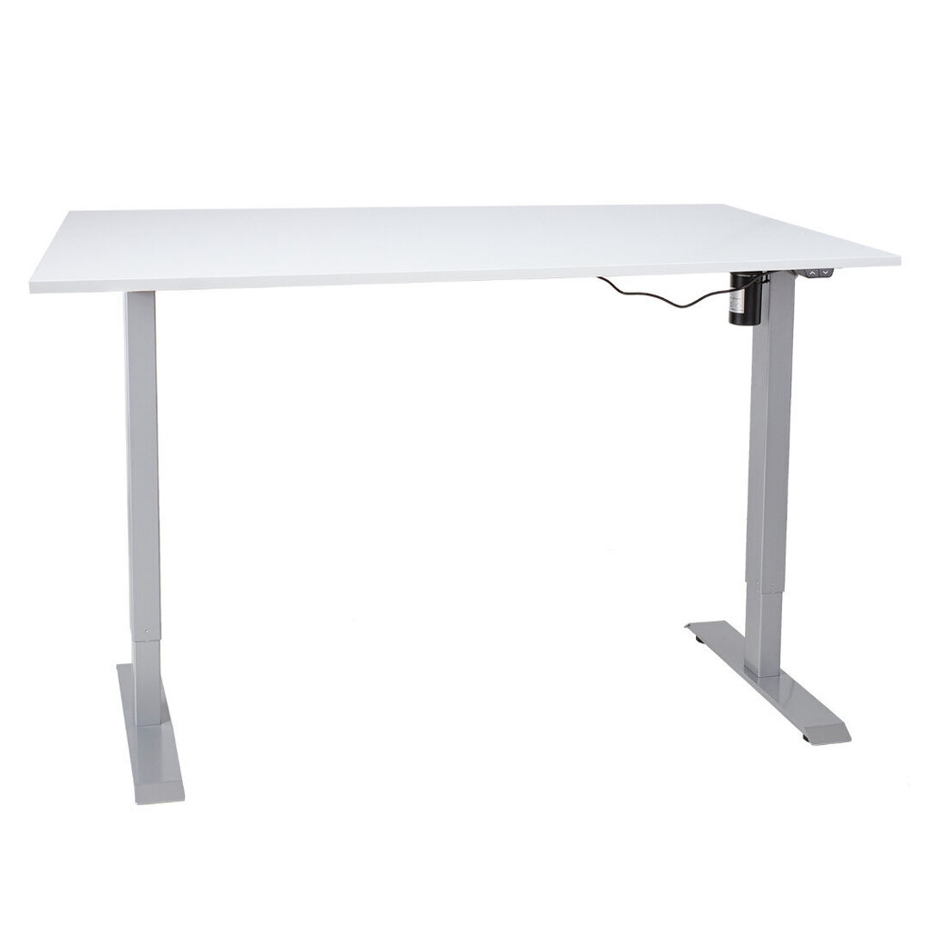 Darba galds ERGO ar 1 motoru, 140x70 cm, pelēkbalts cena un informācija | Datorgaldi, rakstāmgaldi, biroja galdi | 220.lv
