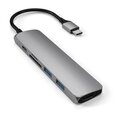 Satechi Slim USB-C MultiPort Adapter V2 ar HDMI, USB 3.0 portiem un karšu lasītāju, pelēks