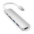 Satechi Slim USB-C MultiPort Adapter V2 ar HDMI, USB 3.0 portiem un karšu lasītāju, sudraba