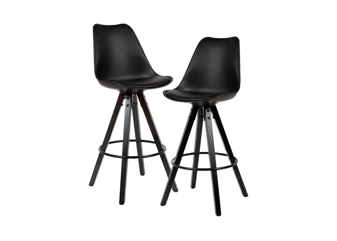 2 bāra krēslu komplekts Wohnling WL6.126, melns cena un informācija | Virtuves un ēdamistabas krēsli | 220.lv